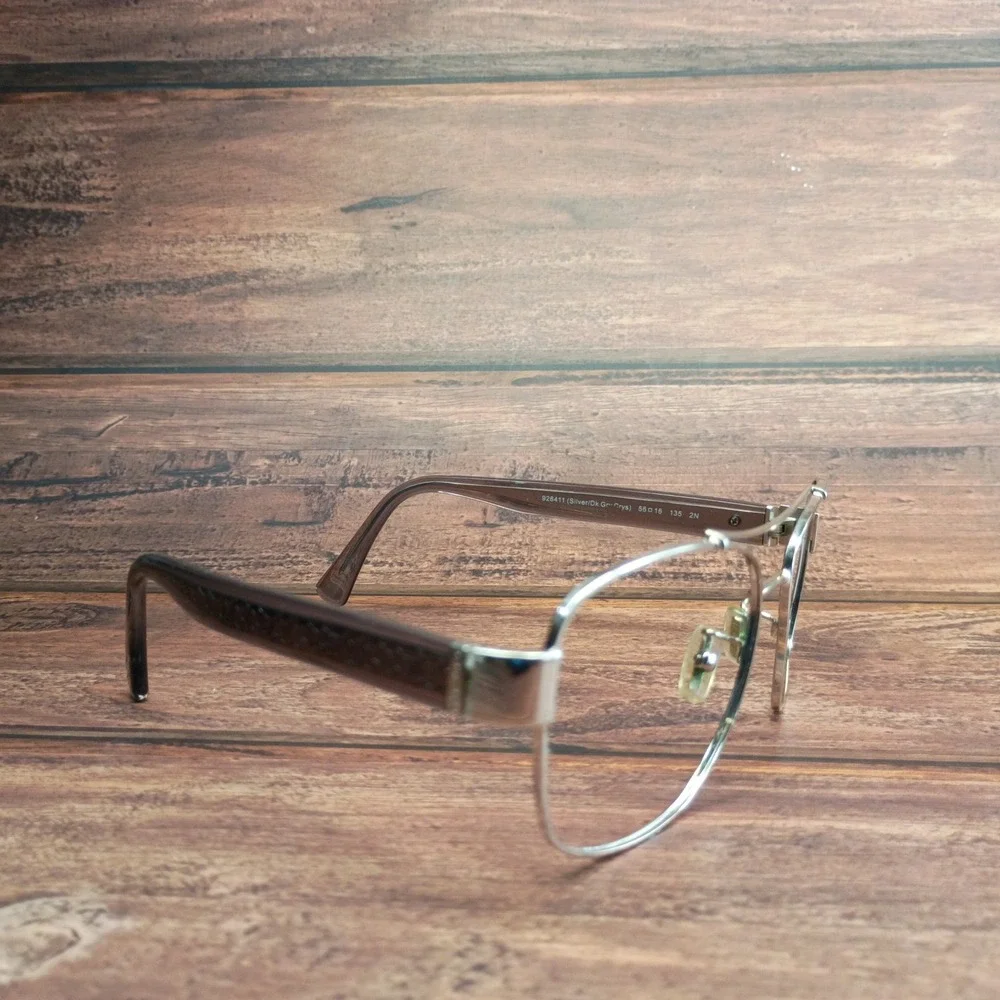 Coach HC 7064 L151 Silver Dark Grey Crystal Aviator Eyeglass Frames 56-16-135